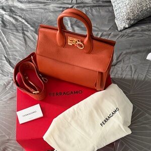 Salvatore Ferragamo Terracotta Leather Satchel
